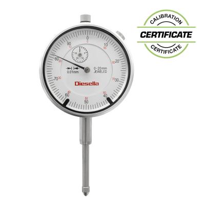 Mätur 0-20 x 0,01 mm med toleranspilar och platt baksida + baksida med ögla (Inkl. Certifikat)